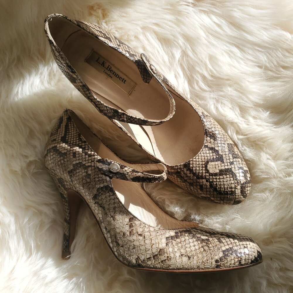 LK BENNETT SNAKESKIN MARY JANE SIZE 37